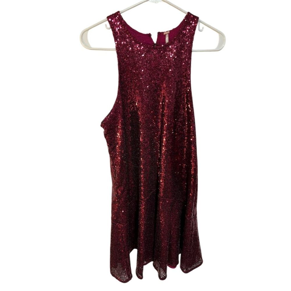 Free People Women's Ruby Red Sequin Mini Dress Standard Size S Party Cocktail